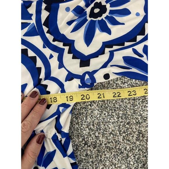 Women’s Mlle Gabrielle Blue Floral Midi Dress Plus Size 1X Bubble Sleeves NWT - Picture 6 of 7